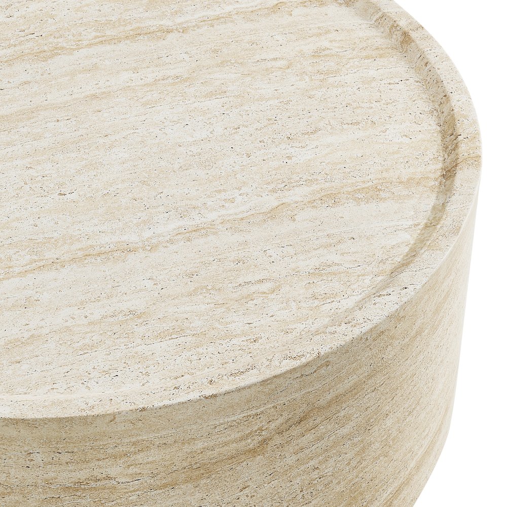 Round Coffee Table Concrete Travertine Finish