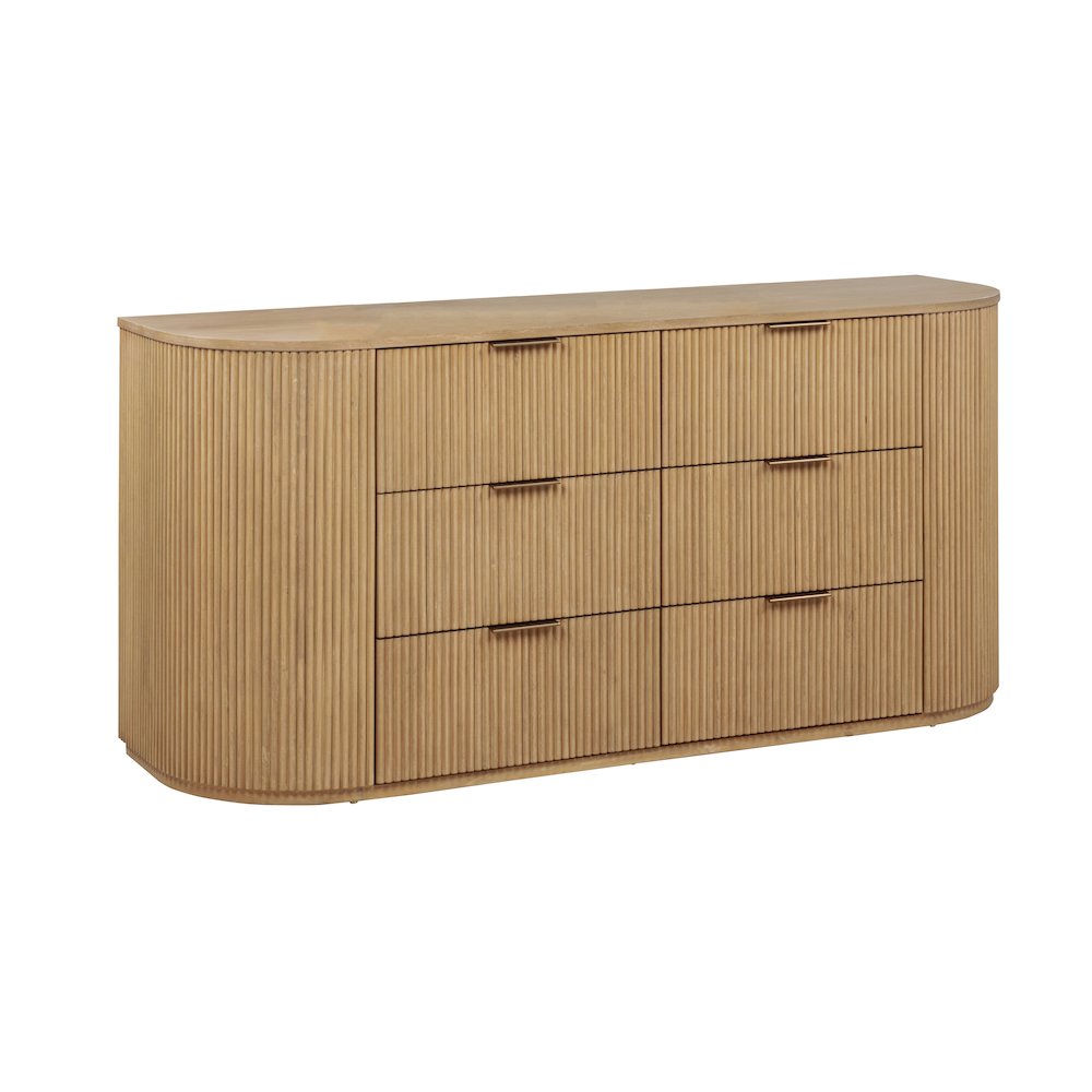 70″ Wide Modern Fluted 6-Drawer Dresser Mid Century