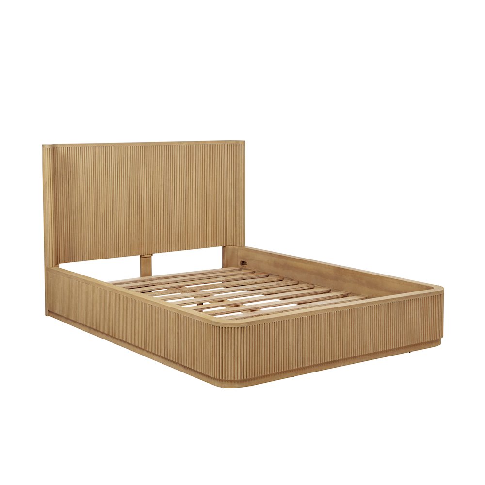 84″ Long Modern Fluted Platform California King Bed Frame 47.5″ High Headboard