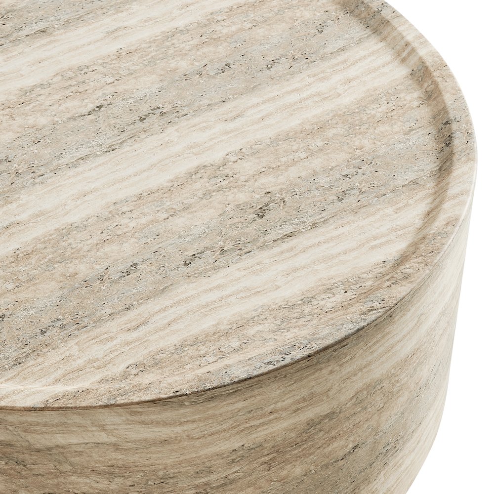 Round Coffee Table Concrete Travertine Finish