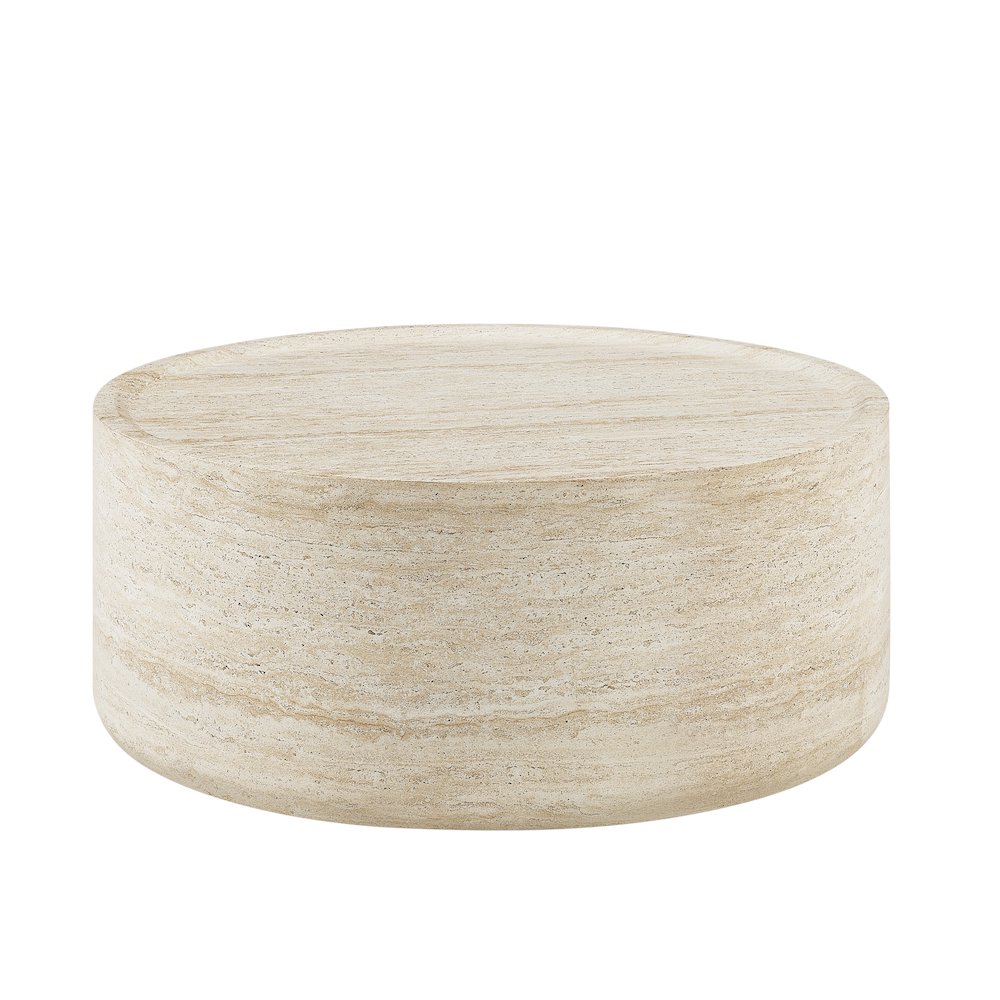 Round Coffee Table Concrete Travertine Finish