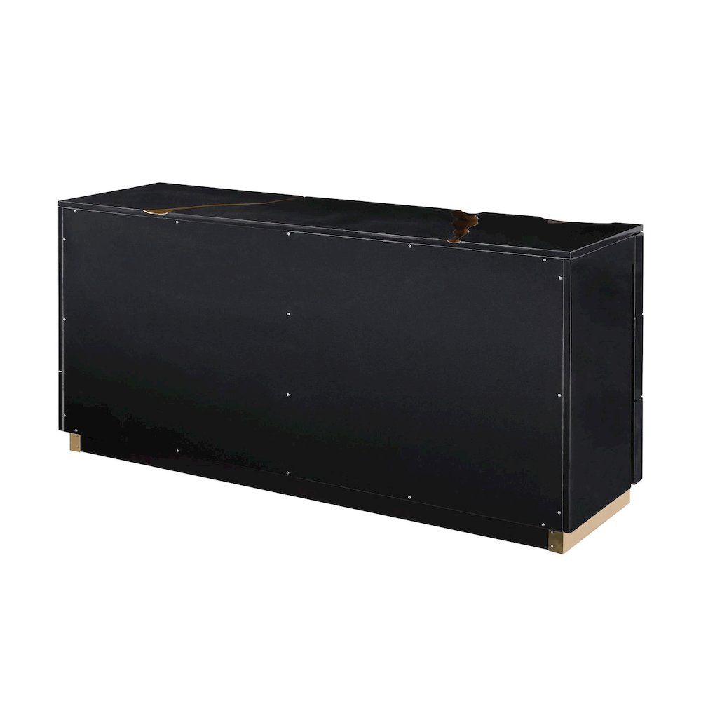 Modern Lacquered Dresser with Striking Gold Crack Accents and Gold Base