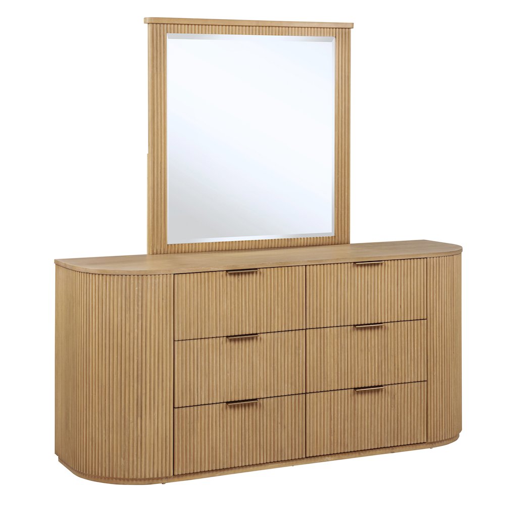 70″ Wide Modern Fluted 6-Drawer Dresser Mid Century
