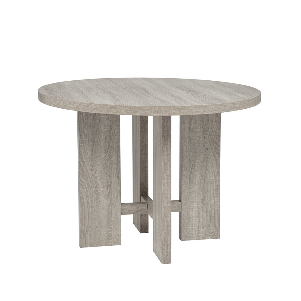Timbria Transitional Round Dining Table with Cross Pedestal Base