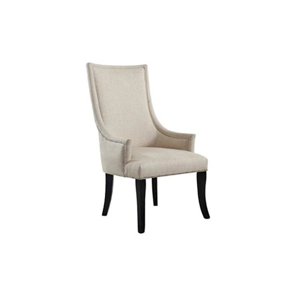 Best Master Melville Fabric Upholstered Accent Chair in Natural/Silver Nail Head