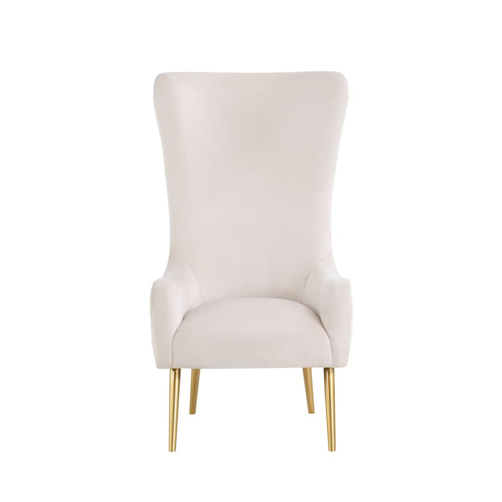 Venetian Cream Tufted Velvet High Back Arm Chair