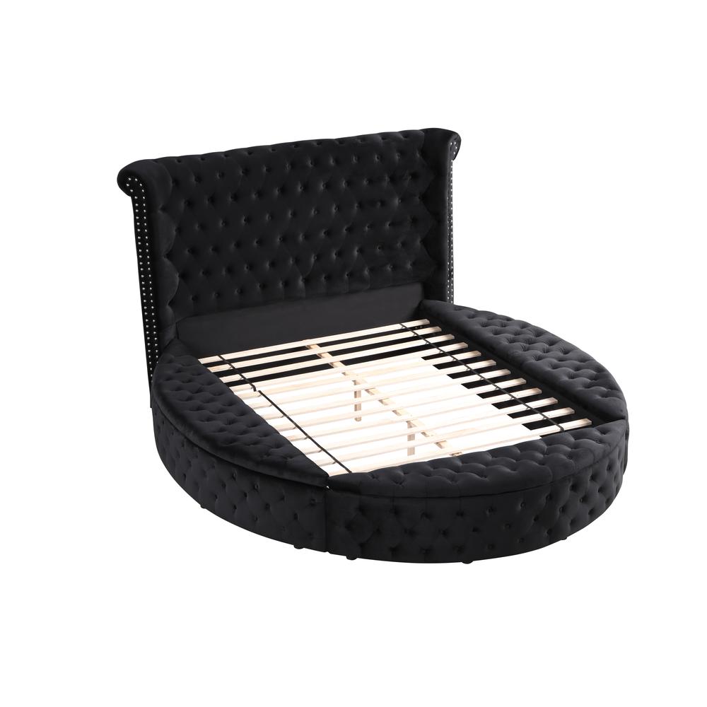 Best Master Furniture Isabella Fabric California King Bed with Storage in Black