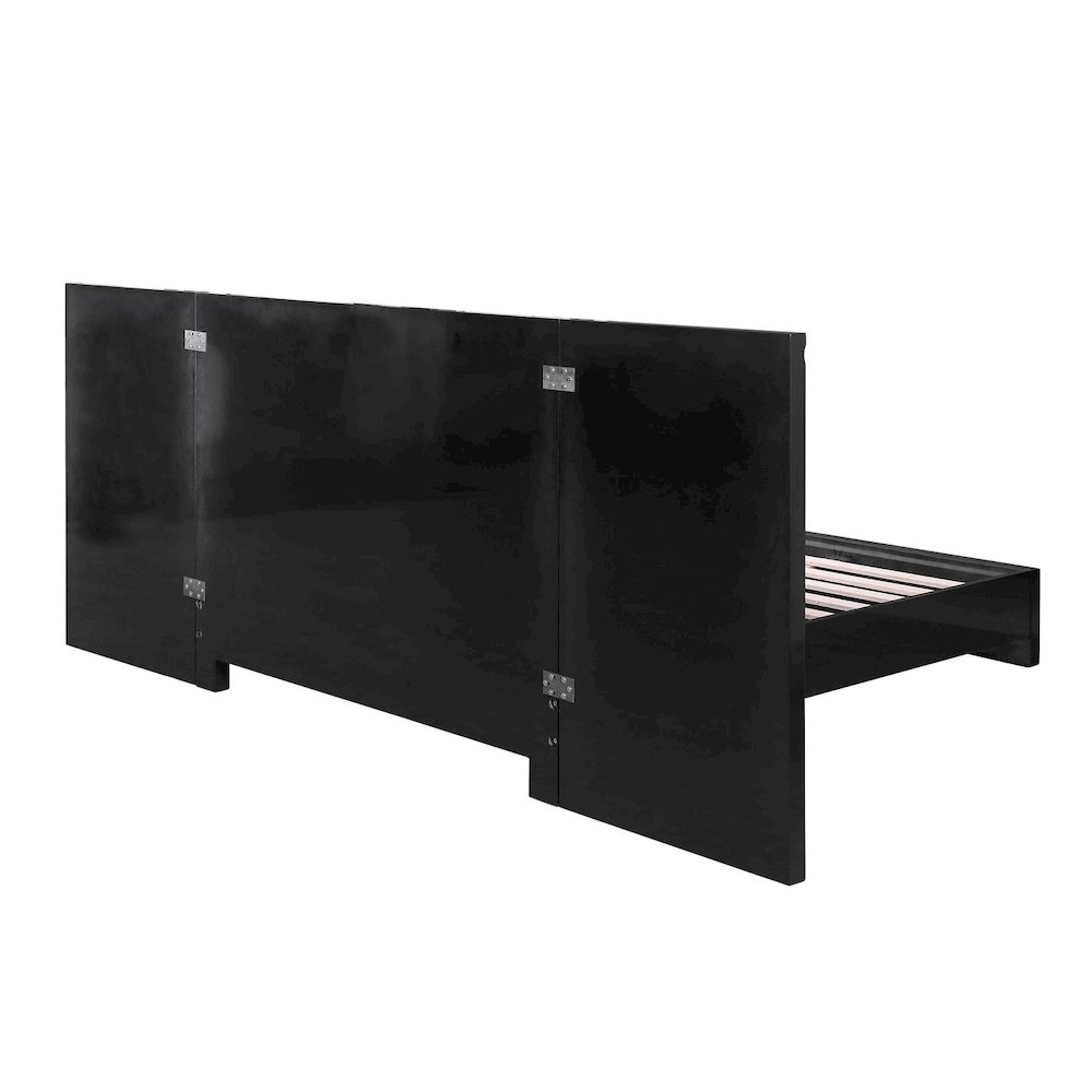 Lacquered High Gloss Eastern King Bed Frame with Striking Gold Accent Cracks