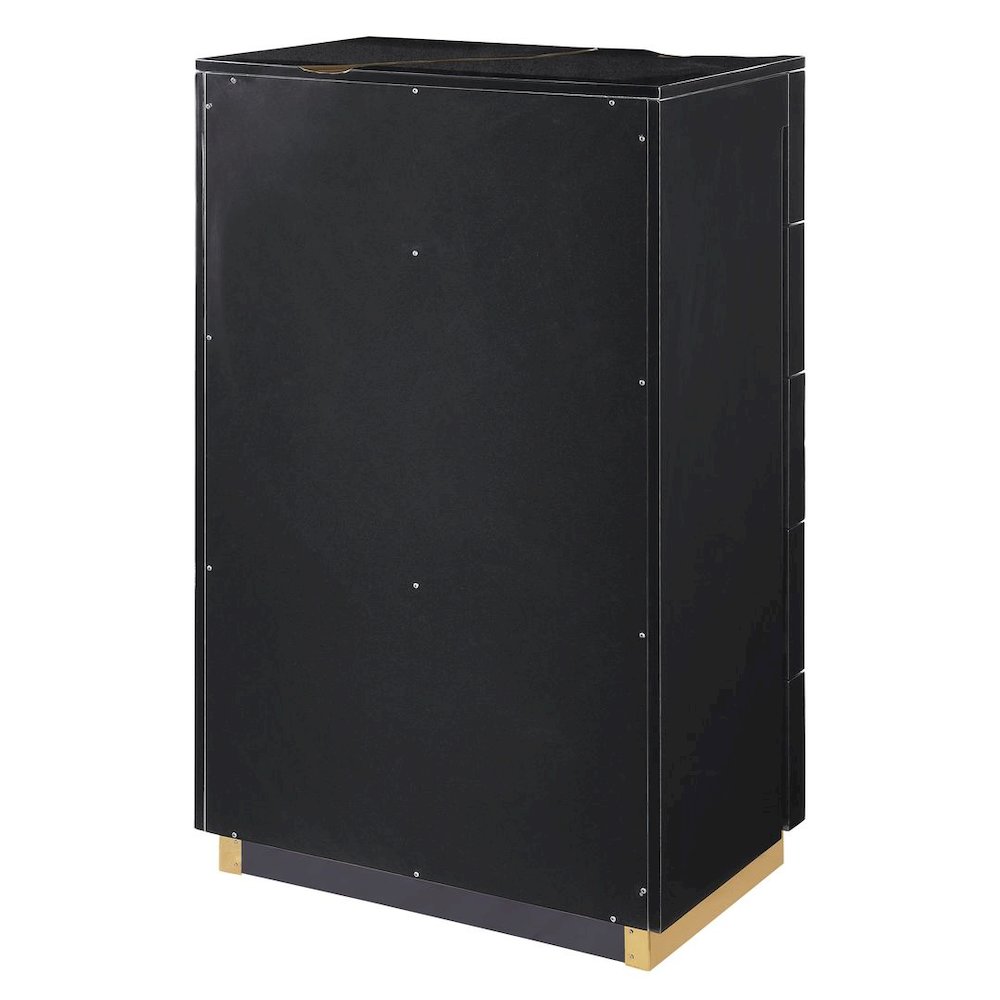 50″ Tall Modern High Gloss Lacquered Drawer Chest with Gold Accent Cracks