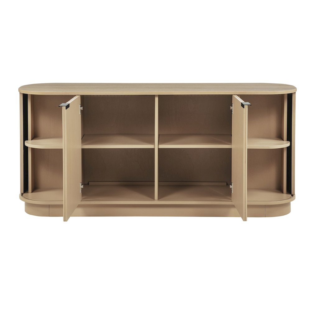 Halcrest 62″ Mid-Century Fluted Sideboard Buffet with Rounded Oval Design