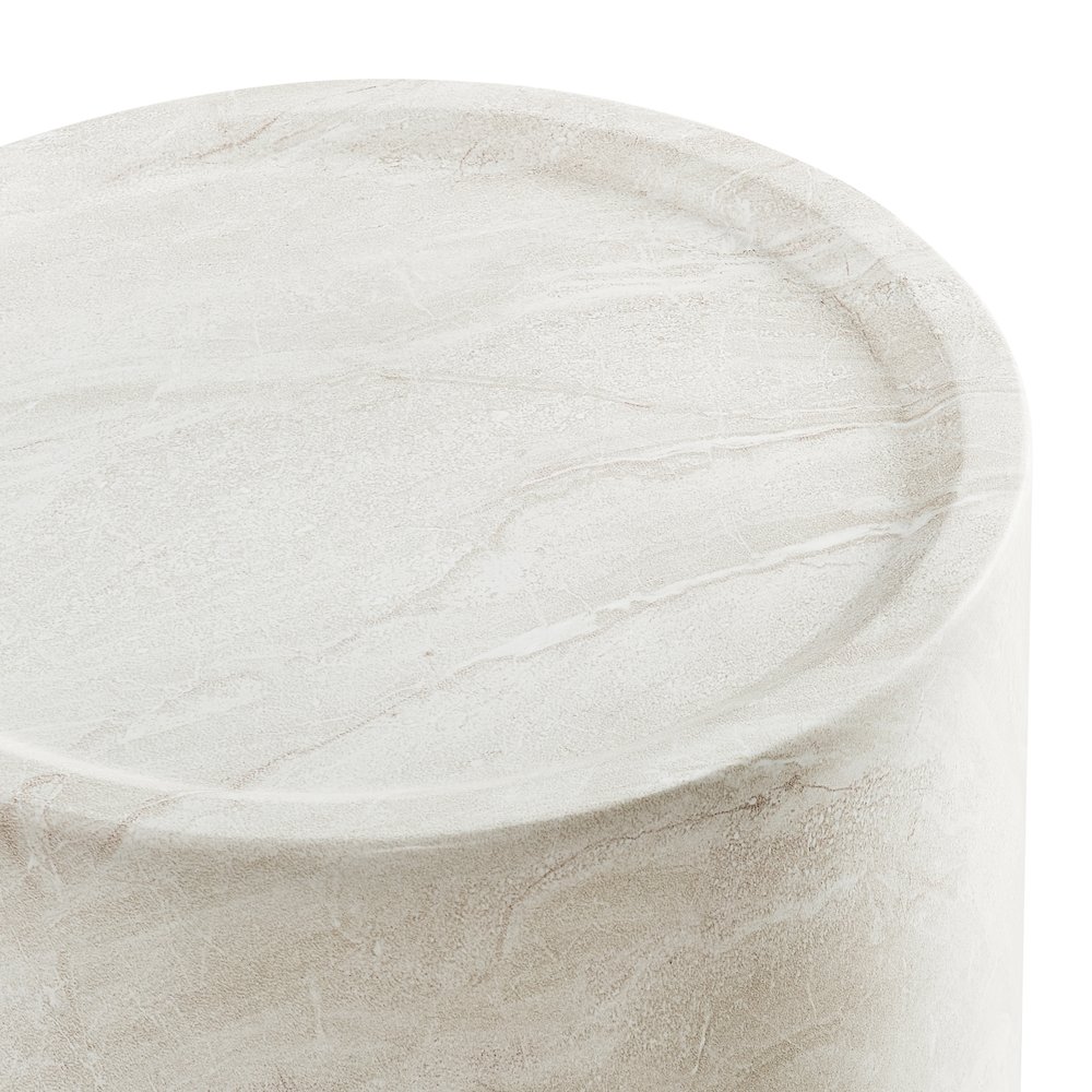18″ Round End Table Concrete Travertine Finish