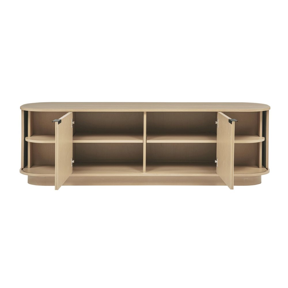 Halcrest 70″ Mid-Century Fluted TV Stand with Rounded Oval Design