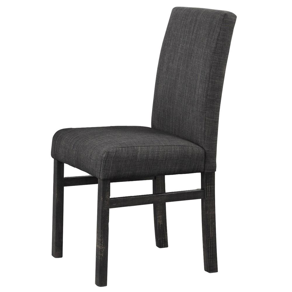 Vitaliya Black Charcoal Linen Side Chairs