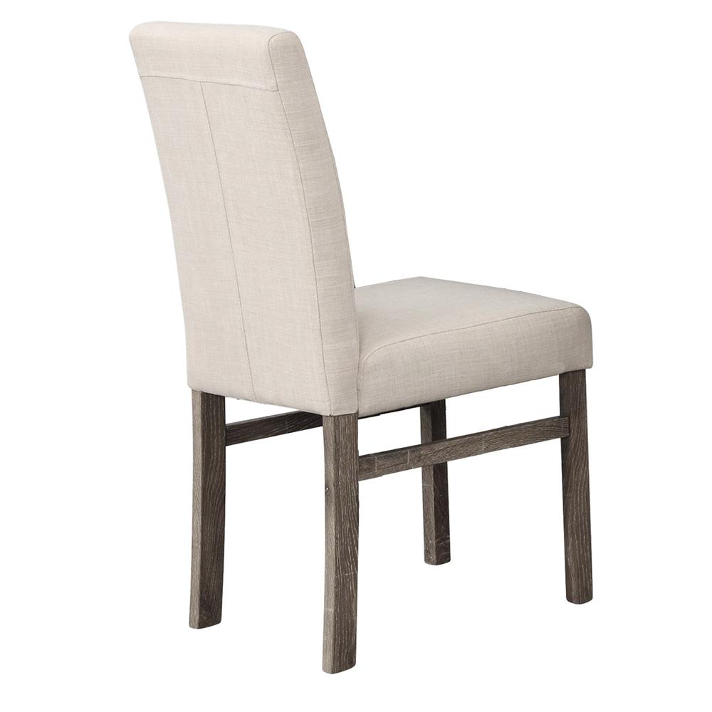 Vitaliya Antique Natural Oak Linen Side Chairs