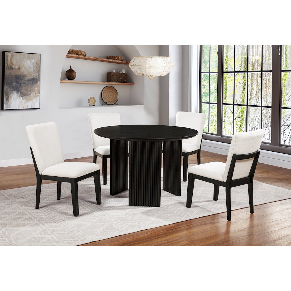 5-Piece Dining Set Round Table and 4 Upholstered Chairs