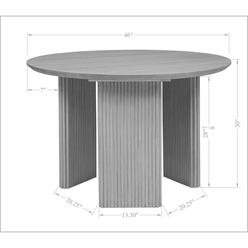 46″ Round Dining Table Mid Century Modern Natural Ash Veneer Wood Top