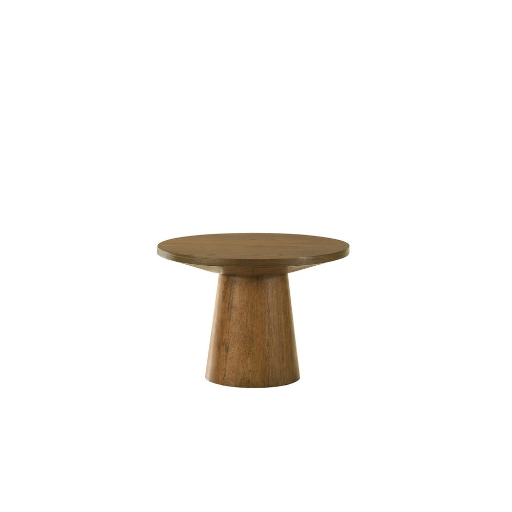 Terra Transitional Round End Table with Pedestal Base