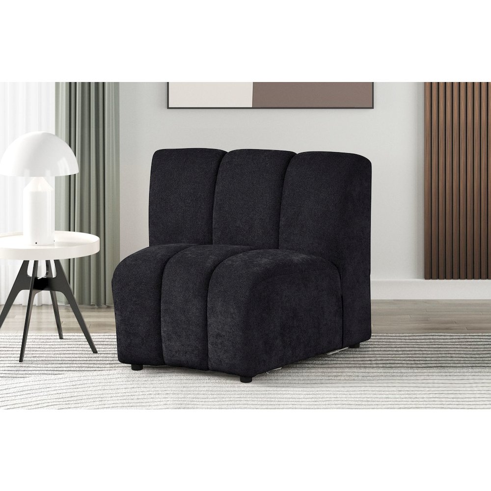 Sullessa Modular Polyester Cotton Armless Chair with Channel Tufted Design Black