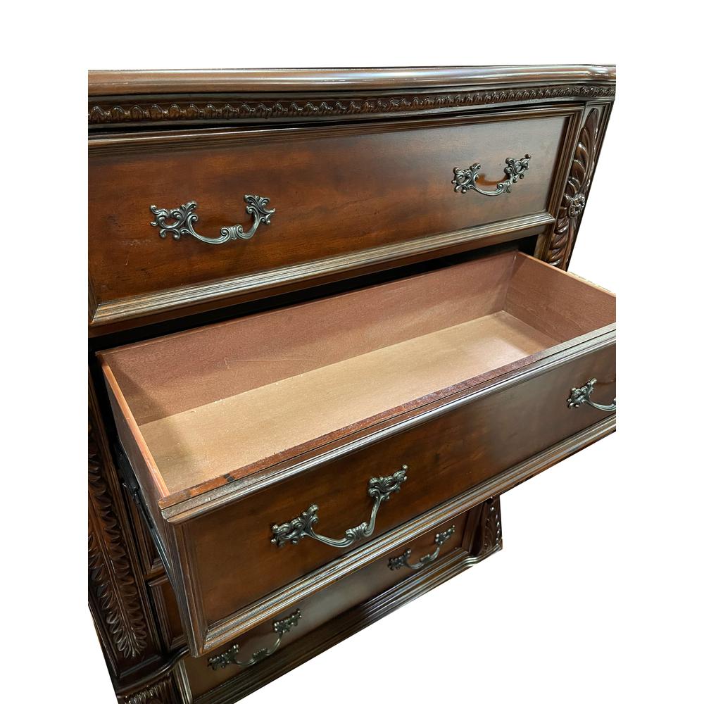 Bessy Traditional Cherry Wood 5-Drawer Chest