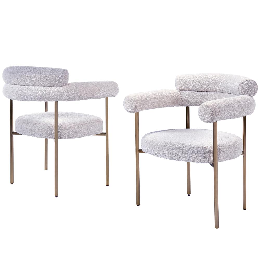 Beren Cream Boucle Fabric Dining Chair with Gold Leg