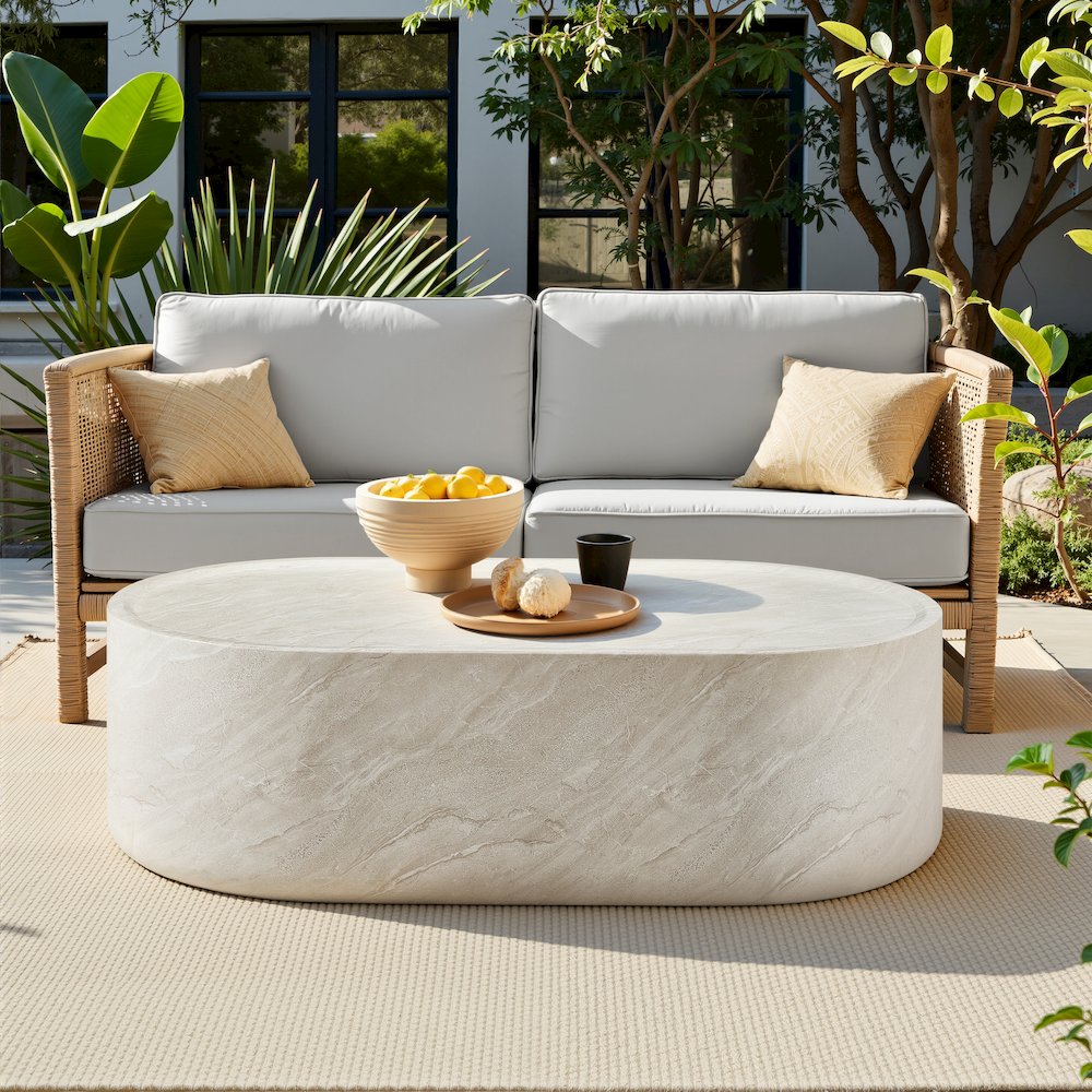 Coffee Table Concrete Travertine Finish