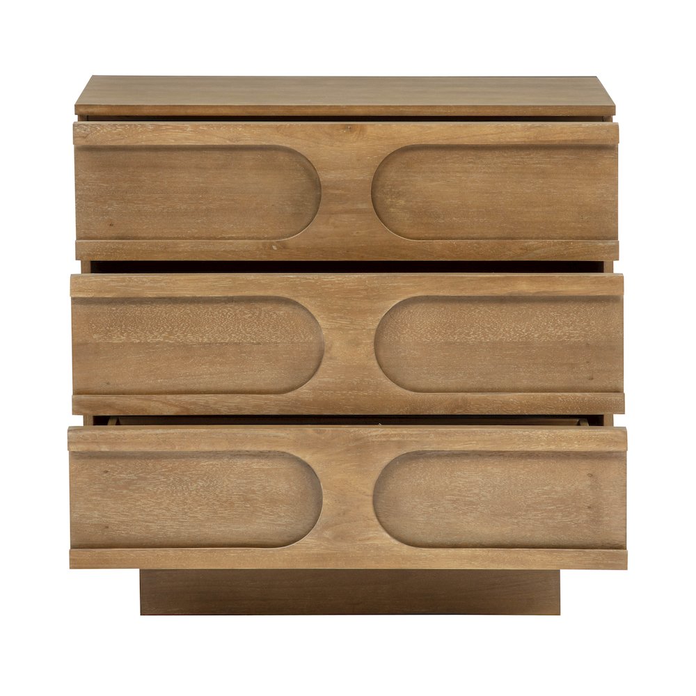 Capri 31″ Wide 3-Drawer Accent Chest Natural Wood Finish Boho Modern Storage