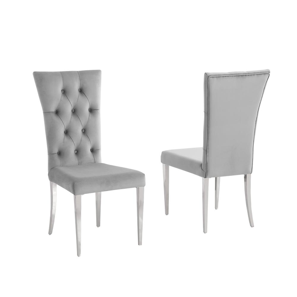 Danis Grey Velvet with Silver Dining Chairs