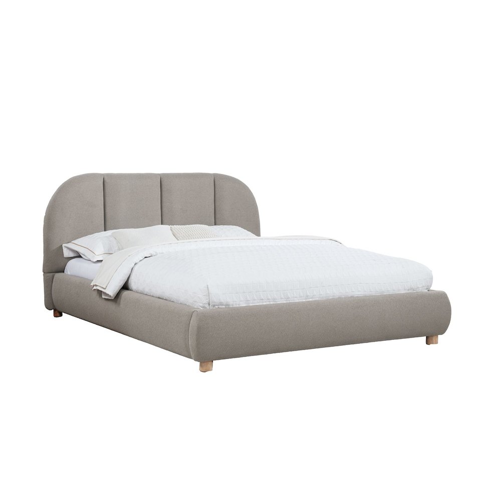 Ctasia Upholstered Burlap Fabric Low Profile Bed Frame