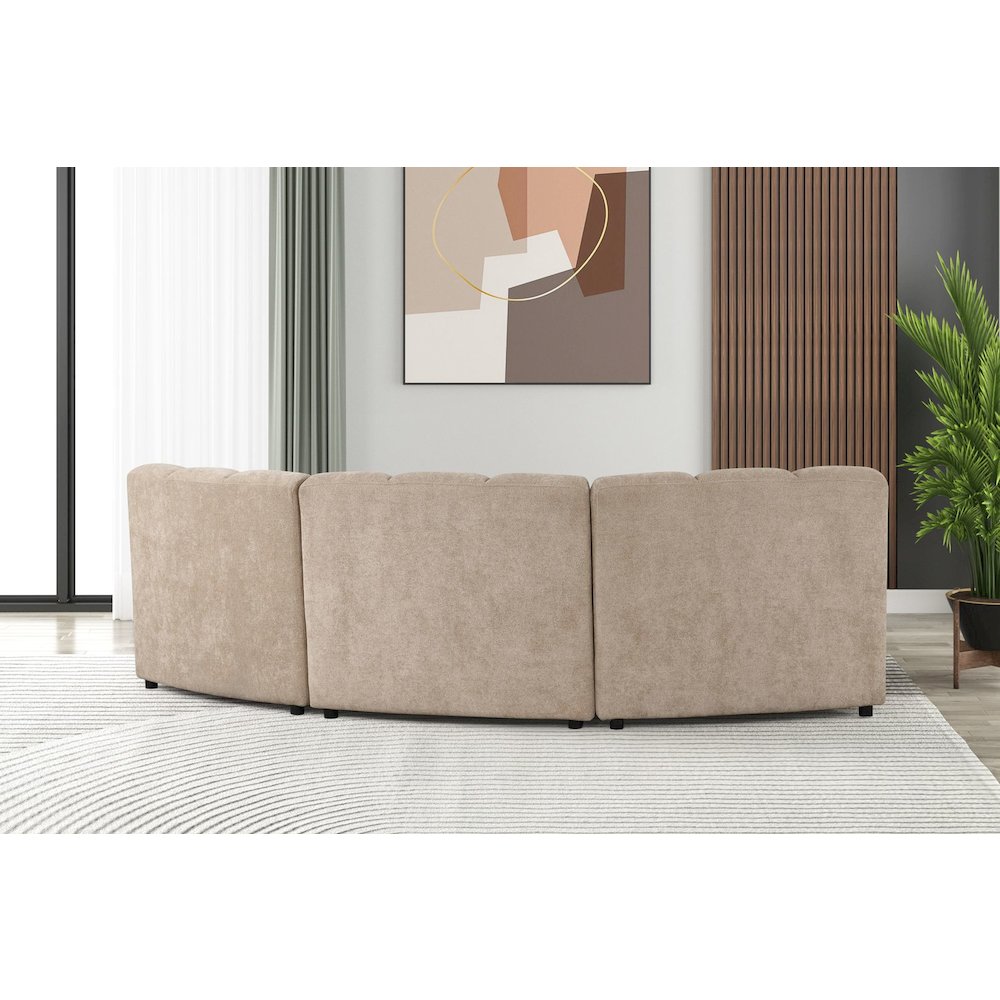 Sullessa Modular Polyester Cotton Armless Chair with Channel Tufted Design Camel