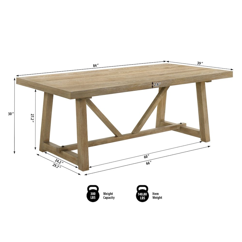 Malibu Transitional Rectangle Dining Table with Trestle Base