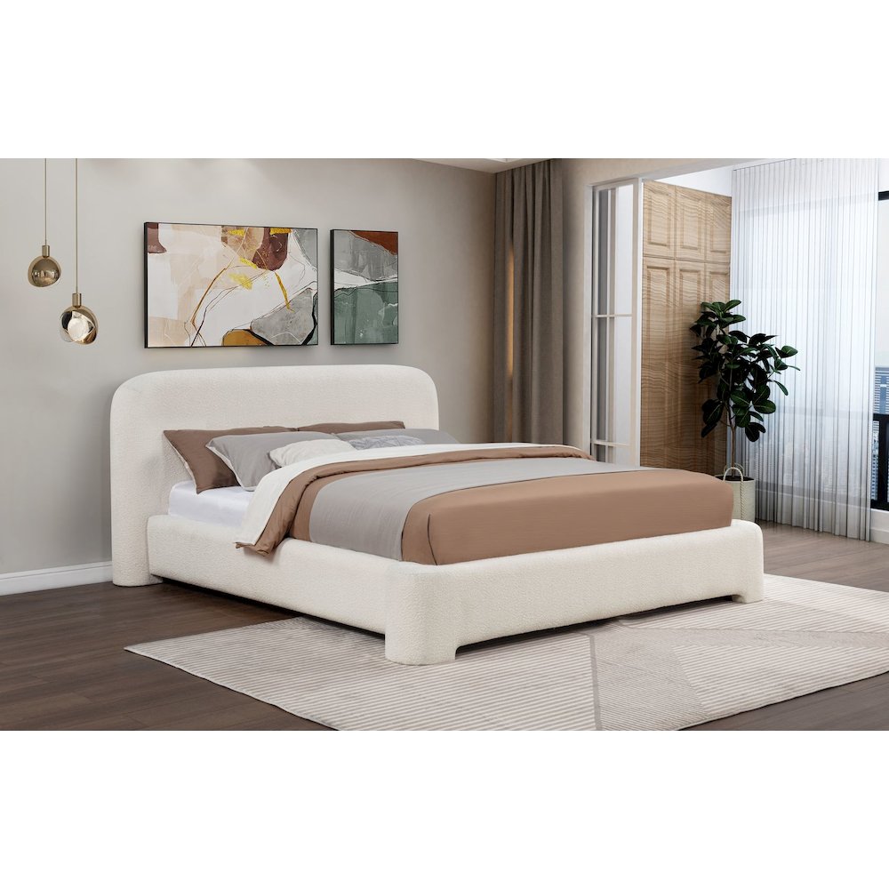 Upholstered Burlap Platform Bed Frame