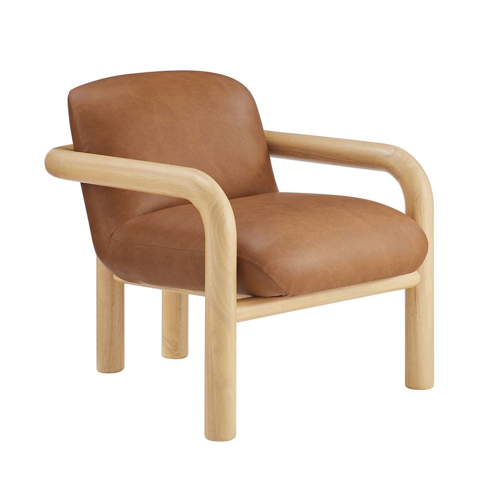 Modern Accent Chair with Treviso Dark Faux Leather Cushion