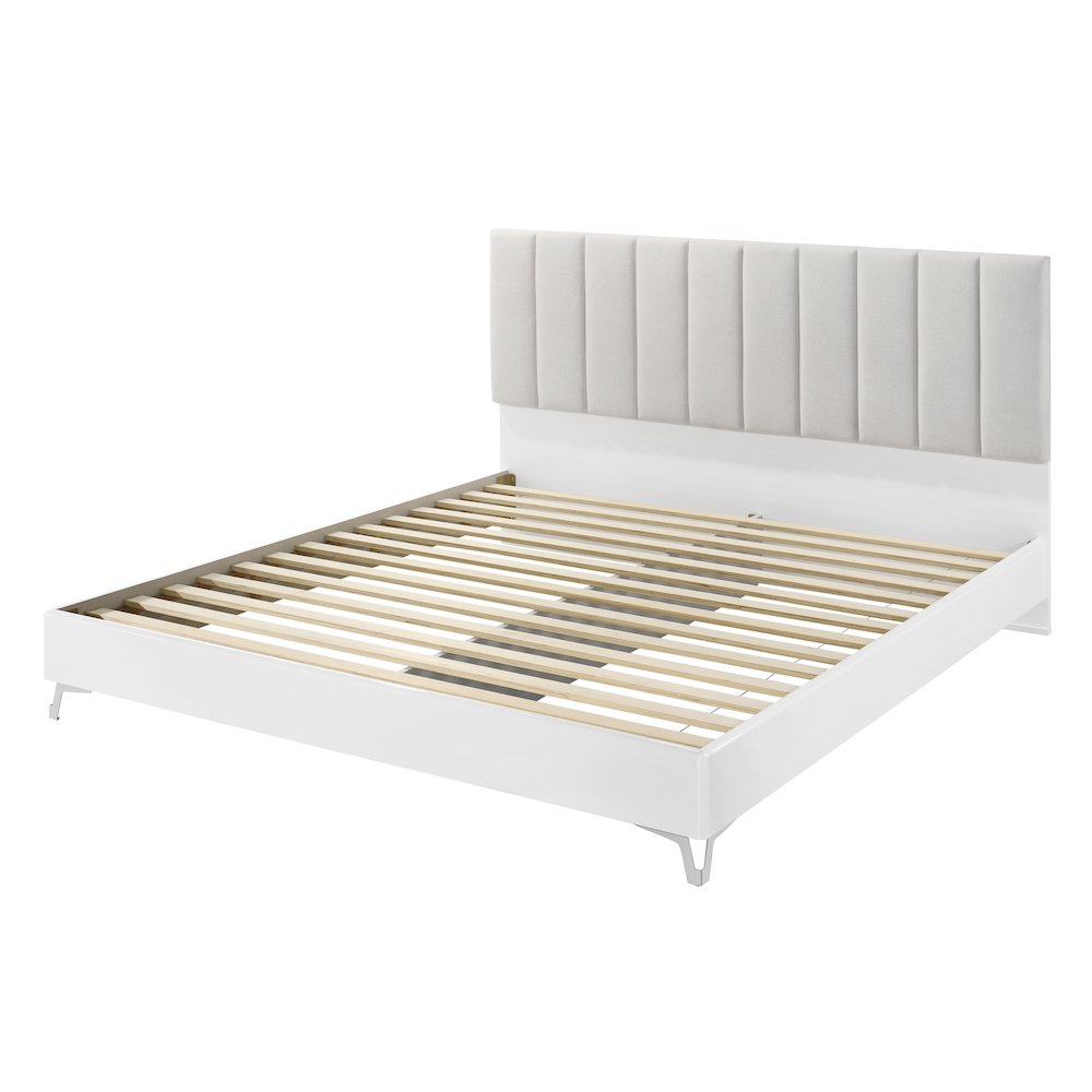 White Frame with Beige Padded Headboard