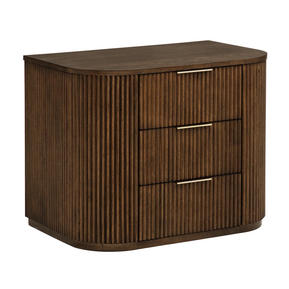 30″ Wide Modern Fluted 3-Drawer Nightstand Mid Century