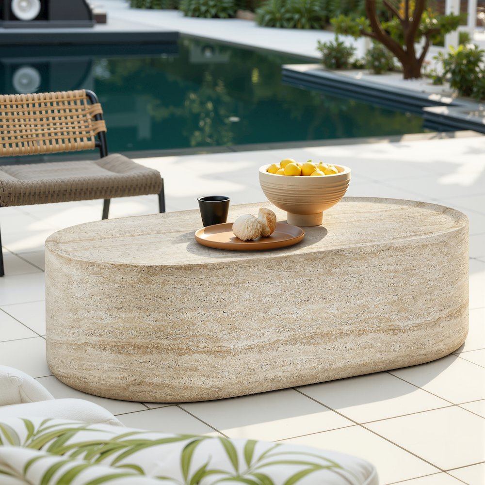 Coffee Table Concrete Travertine Finish