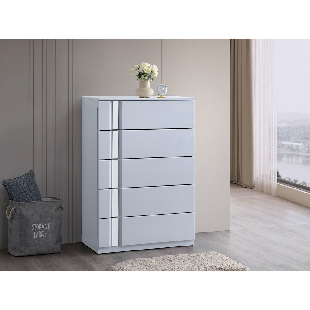 Modern Mirrored 5-Drawer Chest