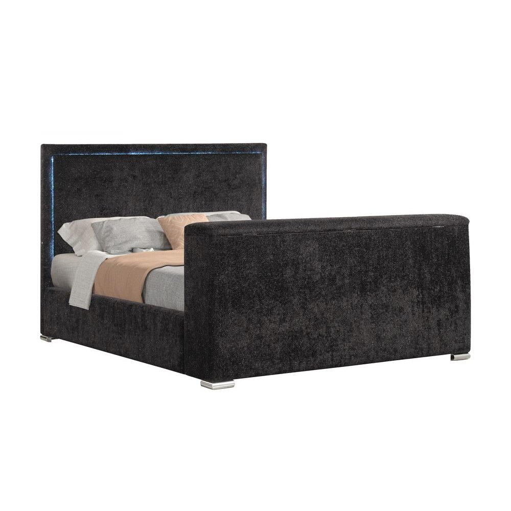 Modern Upholstered Bed Frame with Hidden TV Lift Storage