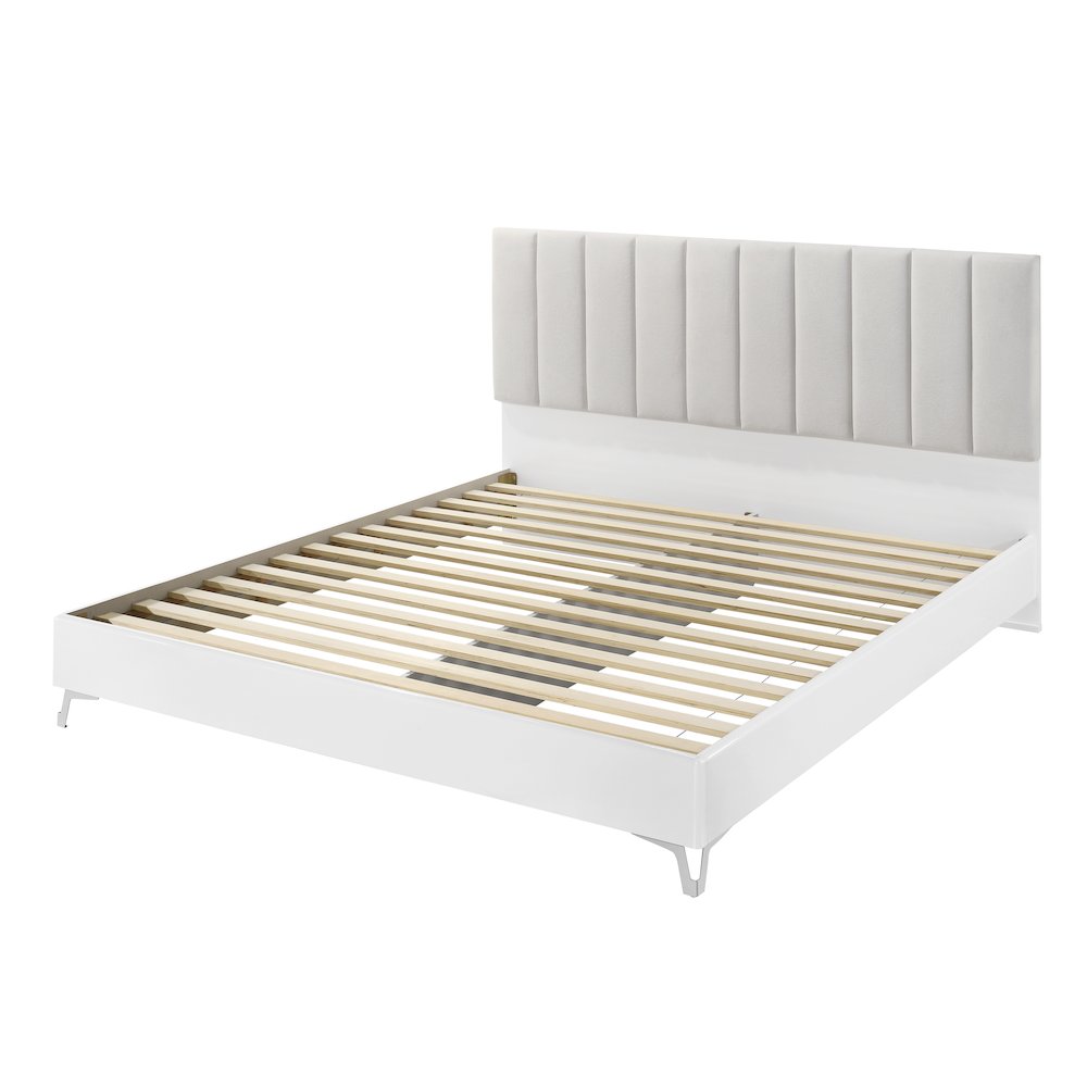 White Frame with Beige Padded Headboard