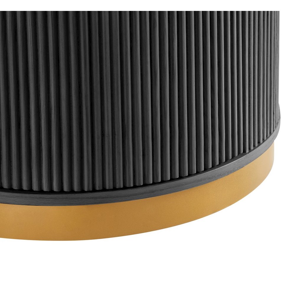 Tappelle Mid-Century Modern Round Storage Dining Table with Gold Accents