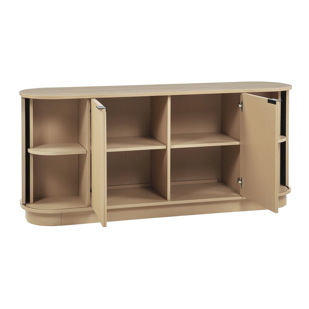 Halcrest 62″ Mid-Century Fluted Sideboard Buffet with Rounded Oval Design