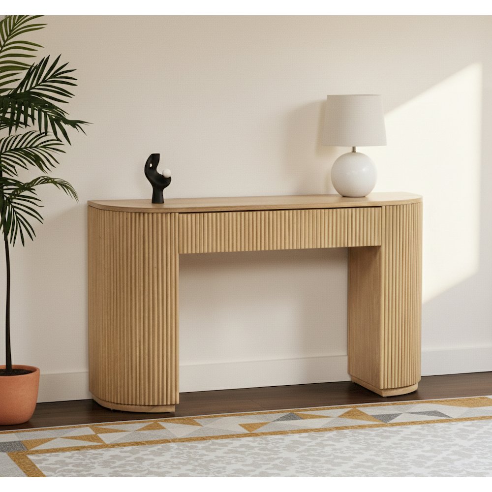 52″ Wide Modern Fluted Console Table Mid Century