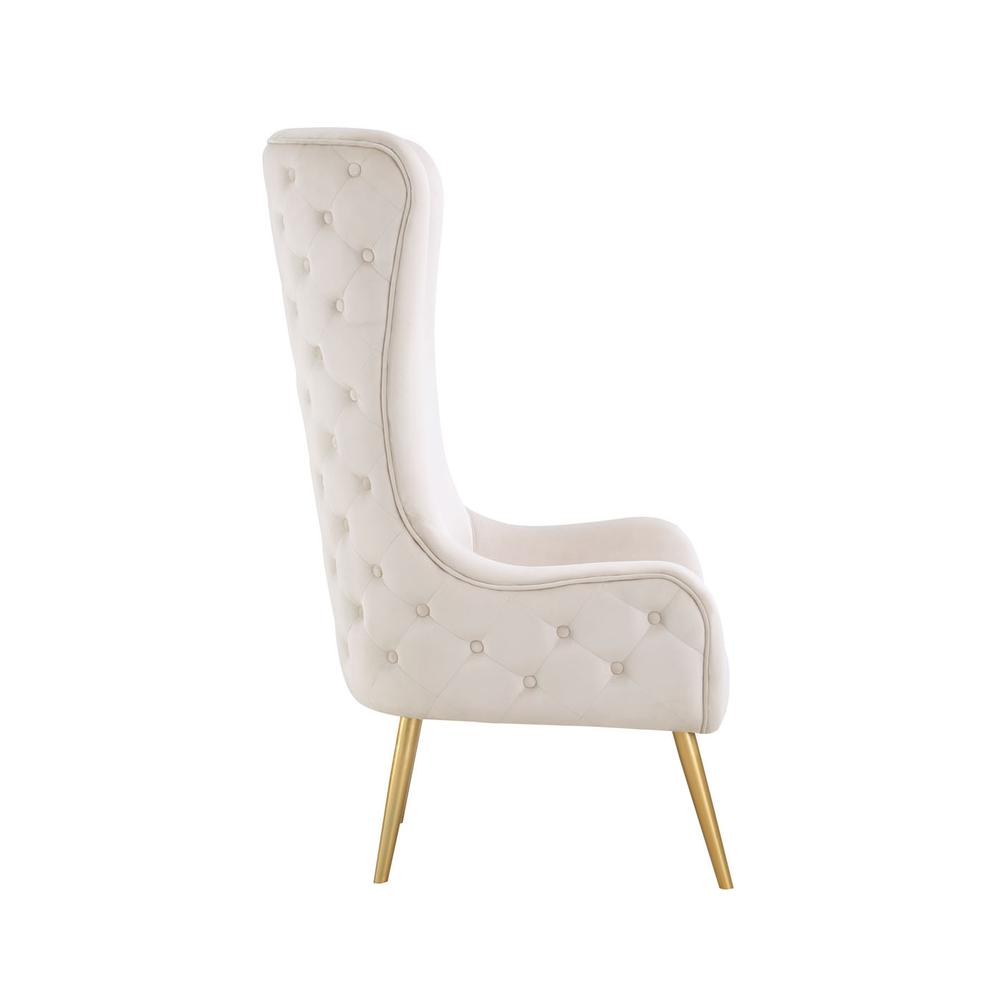 Venetian Cream Tufted Velvet High Back Arm Chair