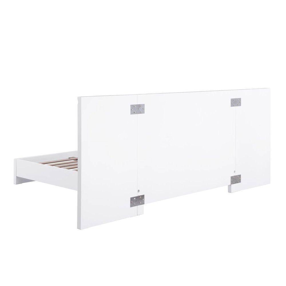 Modern Lacquered High Gloss Queen Bed Frame with Striking Gold Accent Cracks