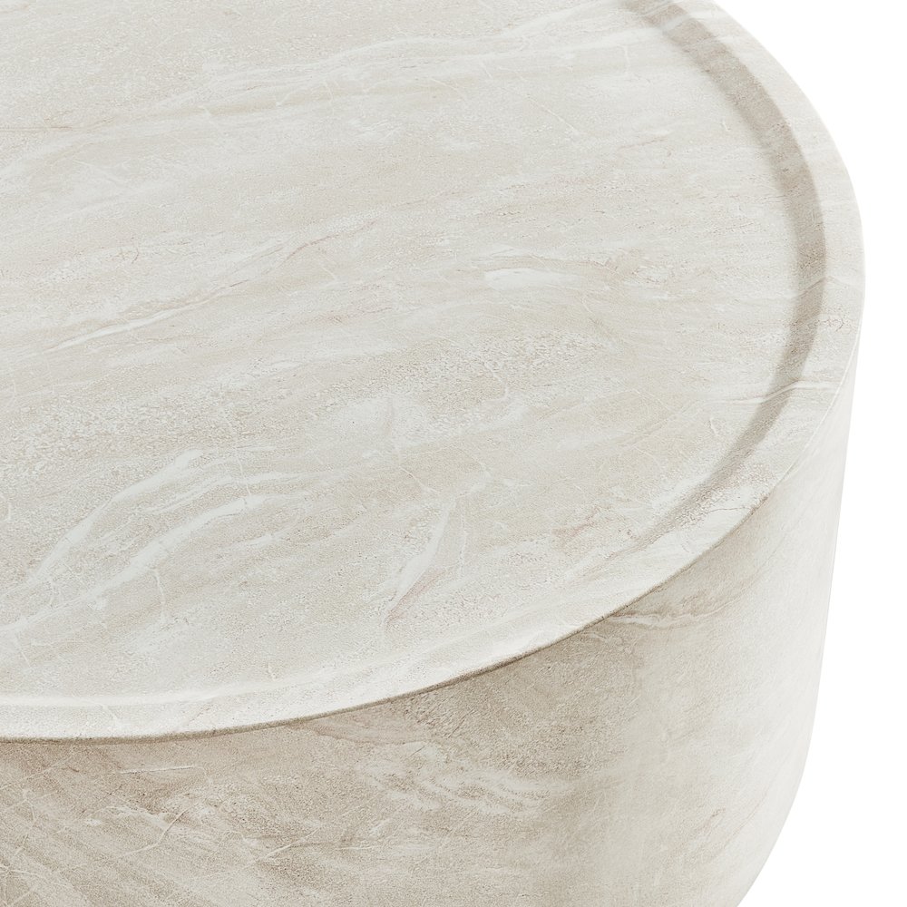 Round Coffee Table Concrete Travertine Finish