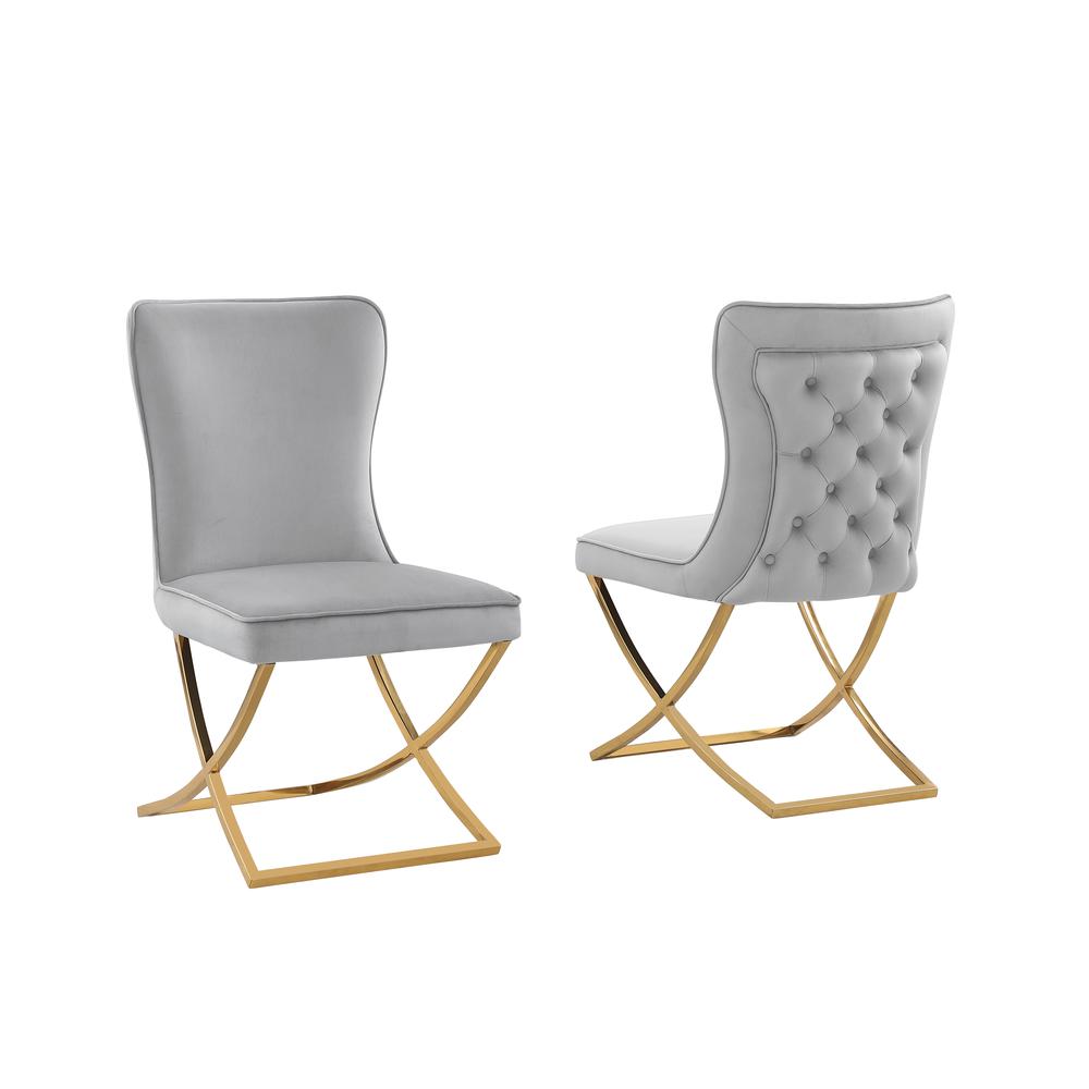 Blythe Grey Velvet with Gold Dining Chairs