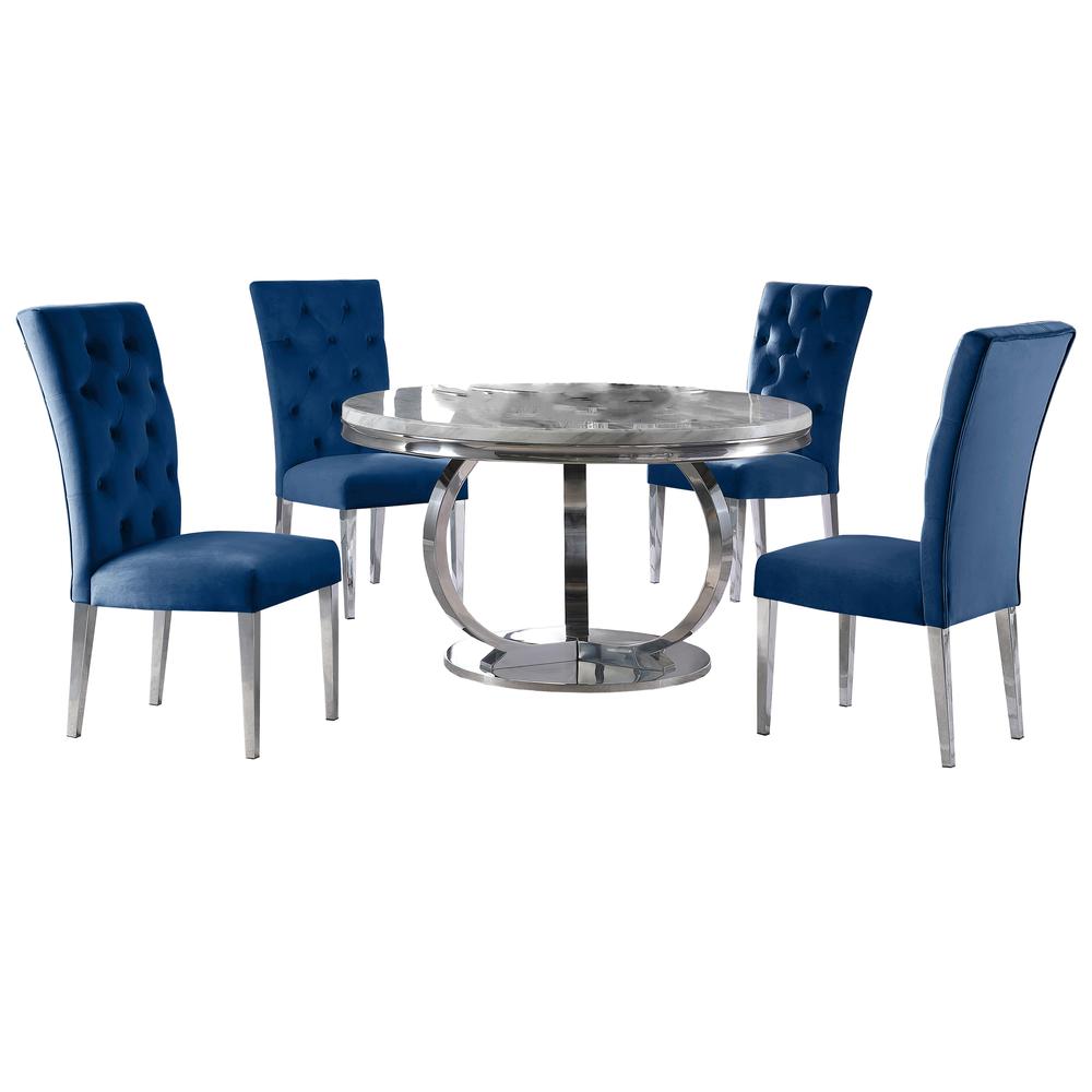Best Master Furniture Lexington 52″  Round Dining Set in Blue