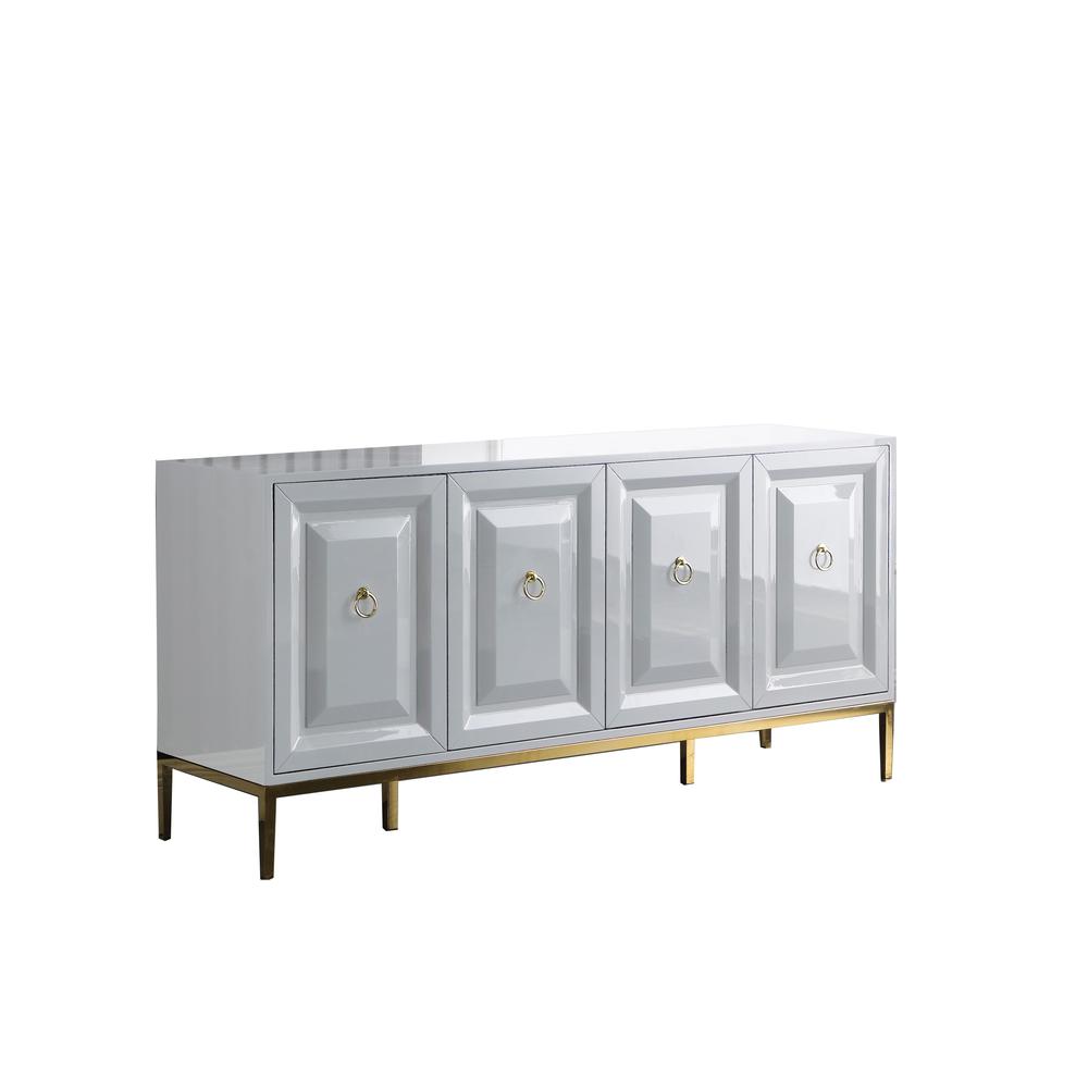 Best Master Furniture Sujay 65″ Modern Wood Sideboard with Gold Accents in White