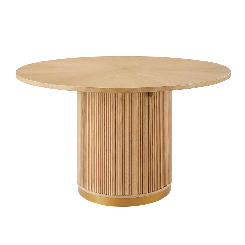 Tappelle Mid-Century Modern Round Storage Dining Table with Gold Accents