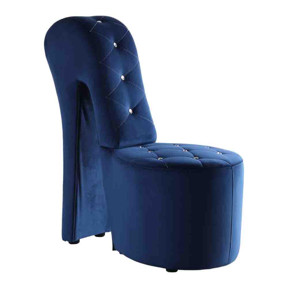 Best Master Furniture Tristram 19″ Velvet High Heel Shoe Chair in Navy Blue