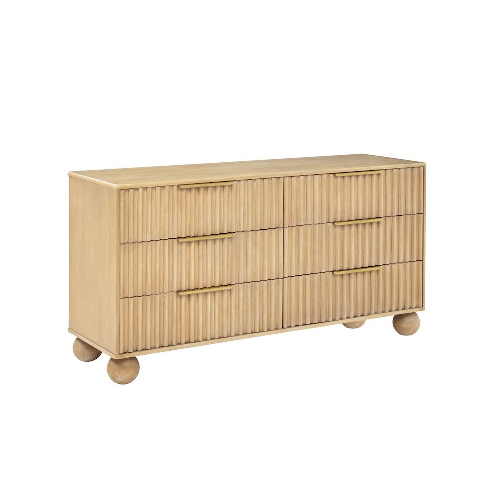 Daplen Scandinavian Modern 6-Drawer Dresser with Rounded Legs